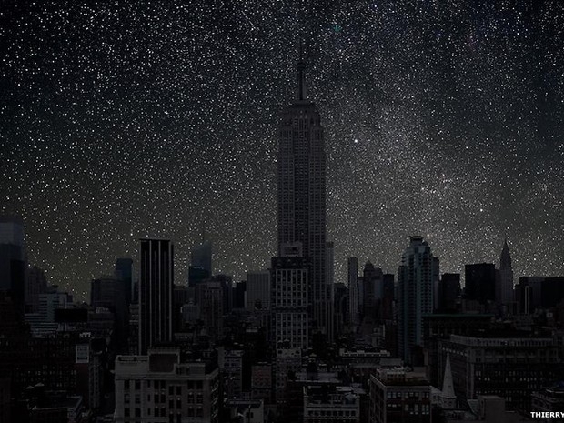 Artista retrata a cidade de Nova York com o diferencial do cu urbano