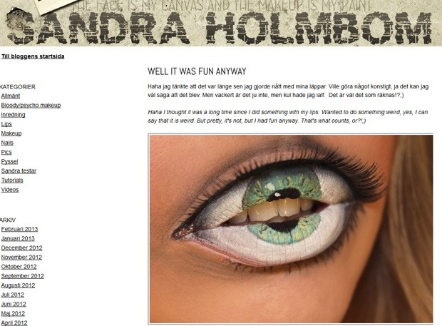 Artista pintou globo ocular nos lbios de modelo com direito a clios postios