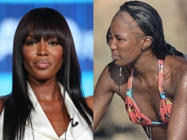 Naomi Campbell  adepta do megahair e hoje sofre com a queda dos fios