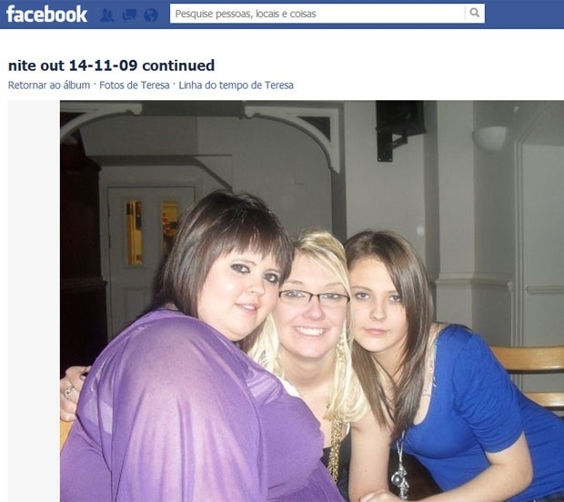 Imagem do perfil da jovem (à esquerda) em rede social quando ainda estava bem acima do peso