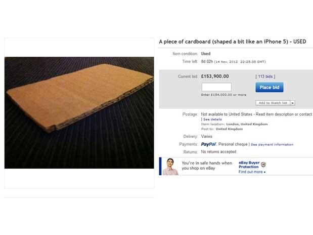 Pedao de papelo usado recebeu oferta de R$ 500 mil antes de ser retirado do site