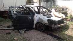 Plo preto foi usado pelos suspeitos, que queimaram o veculo para destruir as provas. Os restos estavam no bairro Mapim