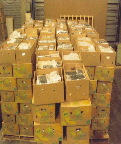 Droga estava em caixas de bananas.