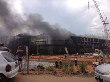 Incndio ocorrido na Arena Pantanal em outubro. Recuperao j ocorreu, segundo a Secopa