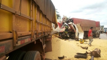 Com a batida, a cabine de uma delas se desprendeu do chassi e se chocou contra aquela frigor�fica que estava estacionada.