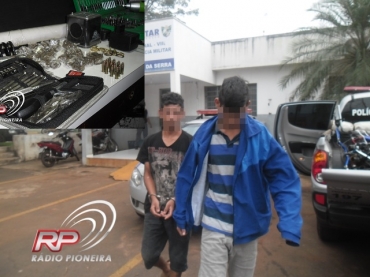 Os menores com as iniciais J. A S. e J.G.R. ambos com 16 anos foram apreendidos e encaminhados para as providncias cabveis.
