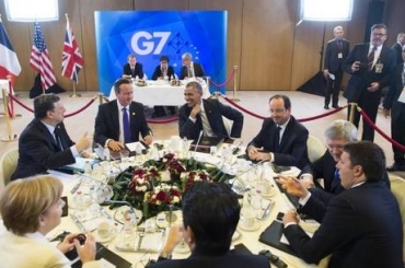 G7 estimulou o governo ucraniano a manter um enfoque moderado nas opera��es para restaurar a lei e a ordem
