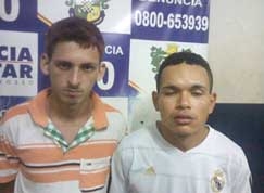Os presos Juc�lio Umbelino de Jesus e Gleiton Bueno Lima; um deles � vizinho da casa das v�timas