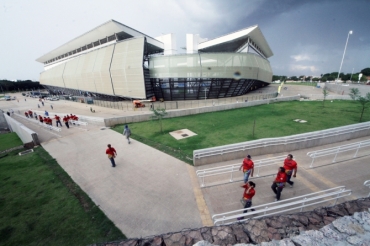 A Arena Pantanal, que  palco da abertura da Copa do Mundo em Cuiab, nesta sexta-feira