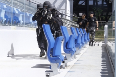 Simulao foi feita no setor Oeste da Arena Pantanal, na quinta-feira (31)
