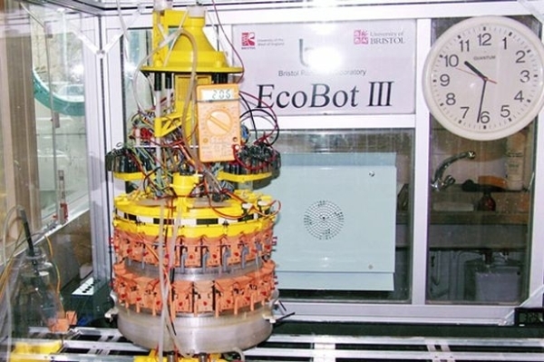 Este � o EcoBot III, o rob� onde est� sendo testado o combust�vel oriundo dos humanos