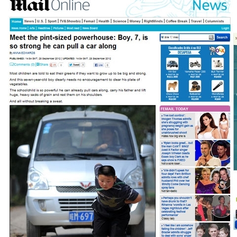 Menino de 7 anos  to forte que pode puxar um carro