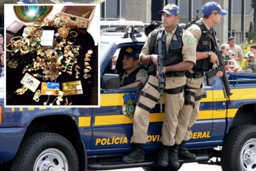Ao conjunta da PRF e PM resultou na apreenso de carro e joias roubadas, em Campo Verde