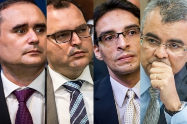 Os secret�rios de Gest�o, J�lio Modesto, de Planejamento, Marco Marrafon, o procurador-geral do Estado, Patryck Ayala, e o chefe da Casa Civil, Paulo Taques