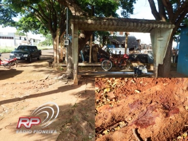 No local do crime ainda  possvel ver as marcas de sangue