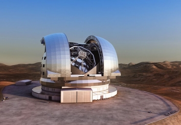 Concepo artstica mostra como deve ser o E-ELT no pico do Cerro Armazones, no Chile (Foto: ESO/L. Calada)