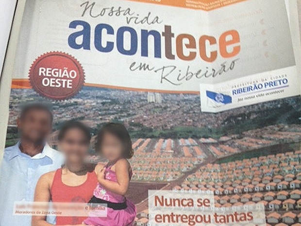 Revista institucional da Prefeitura de Ribeiro Preto traz pedreiro com mulher e criana como sendo esposa e filha