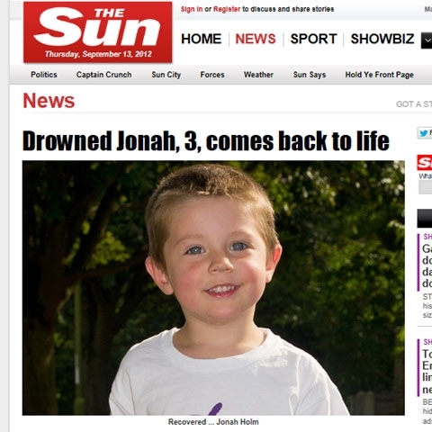 Menino de 3 anos se afoga e ressuscita minutos depois