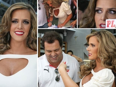 Imagens da ex-assessora parlamentar Denise Rocha Leito durante o lanamento de ensaio fotogrfico em Braslia