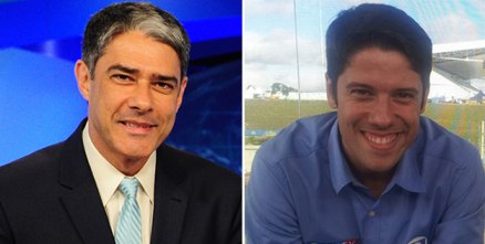 William Bonner, ncora do Jornal Nacional, e Phelipe Siani durante a cobertura da Copa do Mundo
