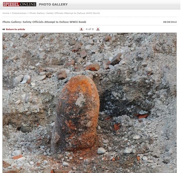 Foto de jornal local mostra a bomba encontrada em Munique