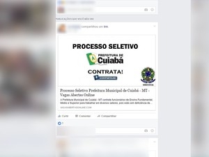 Anncio fala sobre vagas na prefeitura de Cuiab