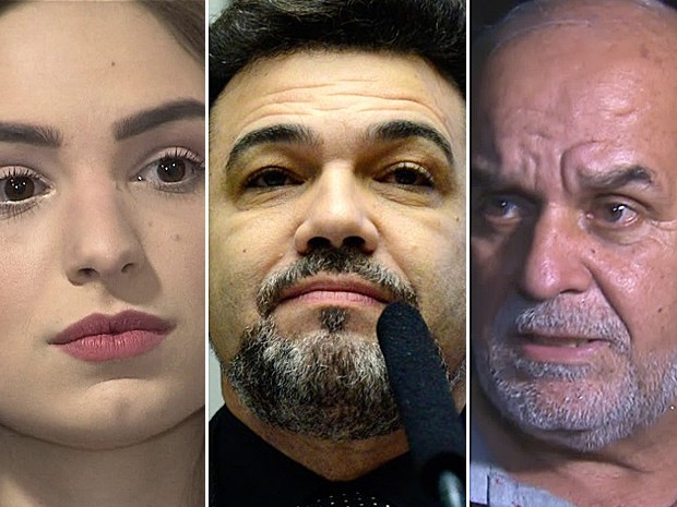 A jornalista Patr�cia Lelis, o deputado federal Marco Feliciano e o assesor dele, Talmo Bauer