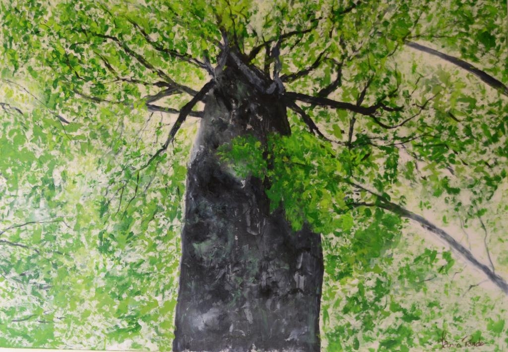 Tela intitulada Fortaleza, um dos trabalhos de Tania Pardo em exposio