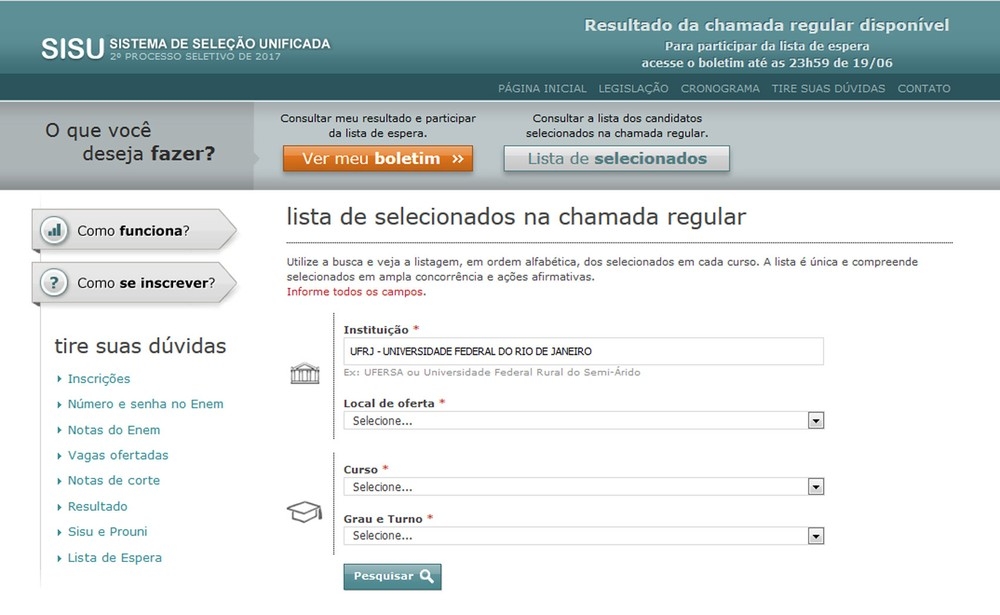 Resultados do Sisu do 2 semestre j podem ser consultados (Foto: Reproduo)