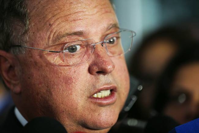 O ministro Blairo Maggi concede entrevista sobre a situao das carnes brasileiras, em Braslia (Fabio Rodrigues Pozzebom/Agncia Brasil)