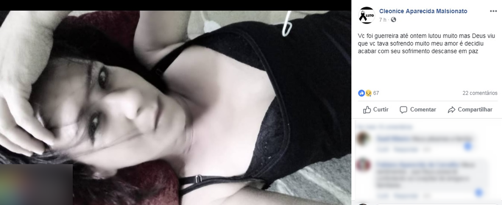 No Facebook, familiares e amigos lamentaram a morte da mulher.  Foto: Arquivo Pessoal/Reproduo
