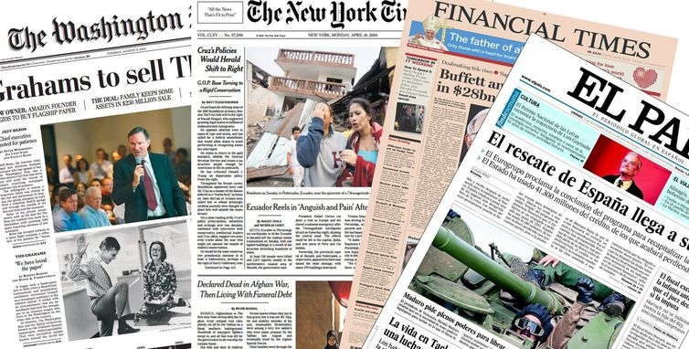 Jornais internacionais - Montagem