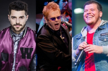 O DJ Alok; o cover do cantor Elton John, Rogrio Martins; e o cantor Ferrugem