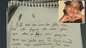 Bilhete que jovem fez pedindo desculpas para a me