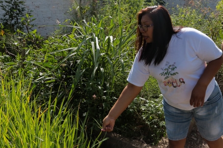 A agrnoma Aparecida Hurtado Soares, durante explicao sobre ervas medicinais e chs
