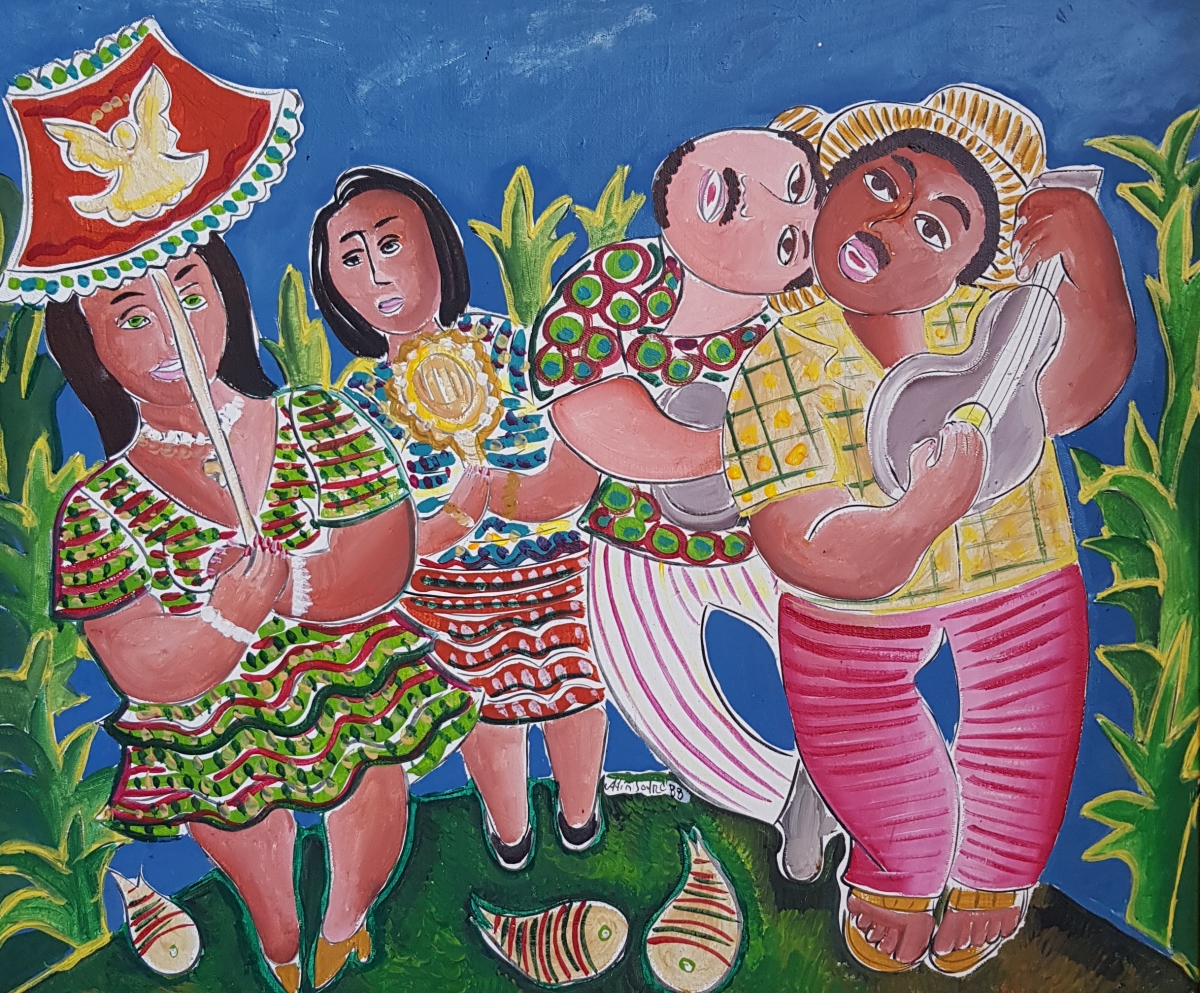 ADIR SODR, FESTA DO DIVINO ESPIRITO SANTO, ACRLICA SOBRE TELA, 50X58CM, 1988