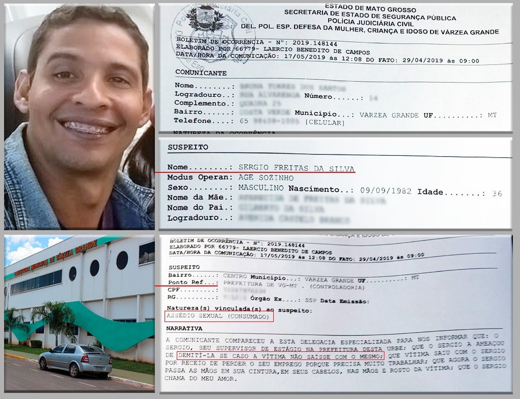 Srgio Freitas da Silva, superintendente da Controladoria da Prefeitura de VG,  acusado de assdio sexual, em boletim policial, registrado por estagiria
