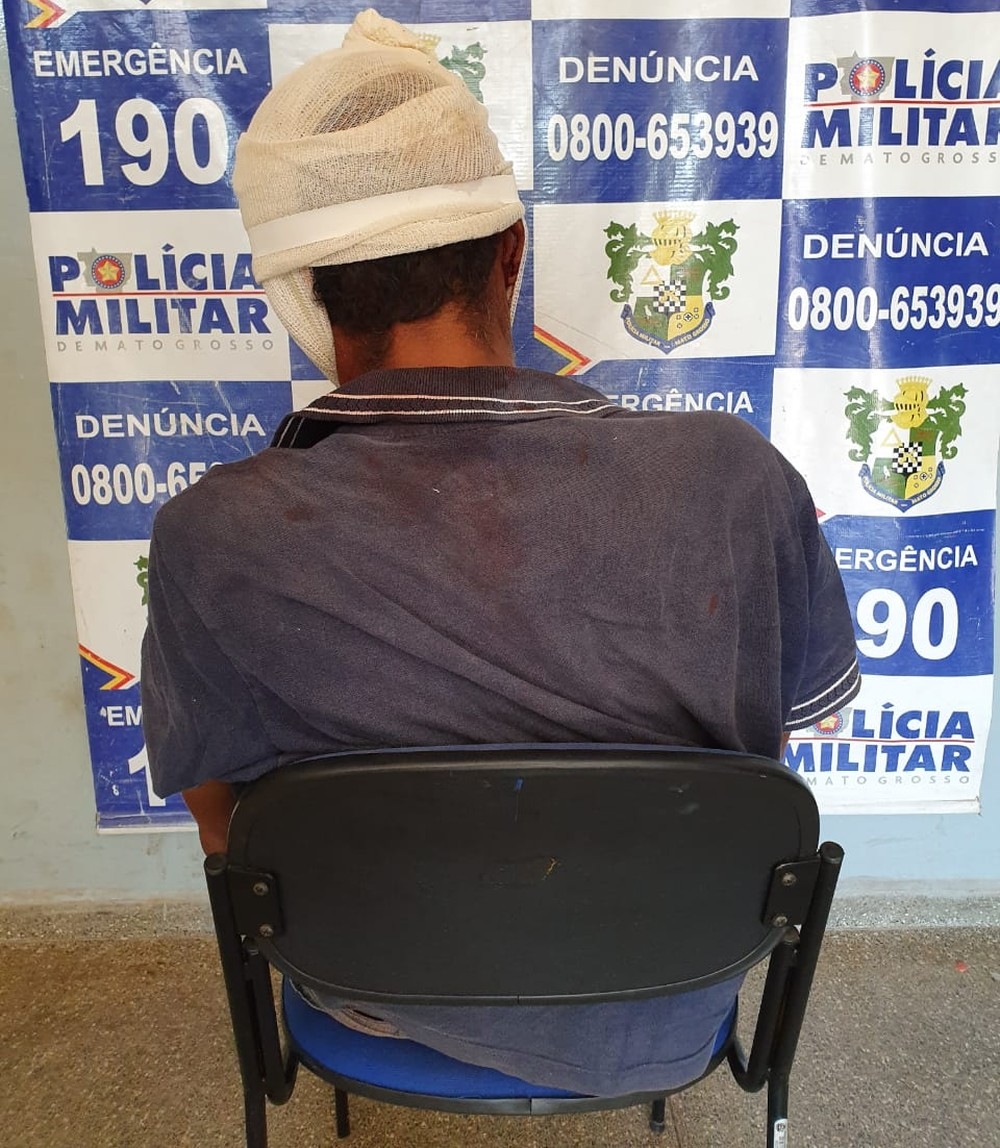 Suspeito entrou em luta corporal com o pai da criana.  Foto: PM-MT