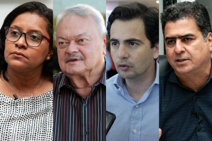 Os postulantes Gisela Simona (Pros), Roberto Frana (Patriotas), Fbio Garcia (DEM) e Emanuel Pinheiro (MDB)