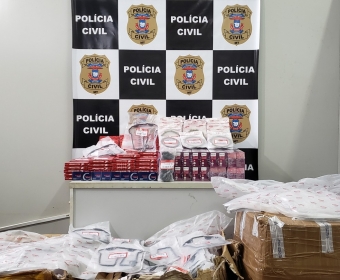 Polcia Civil apreende aproximadamente 30 mil peas falsificadas para motocicletas em Cuiab  Foto: Polcia Civil de Mato Grosso