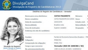 A ficha de inscri��o da ex-Paquita Miuxa: candidata pelo PMDB e nenhum bem declarado 