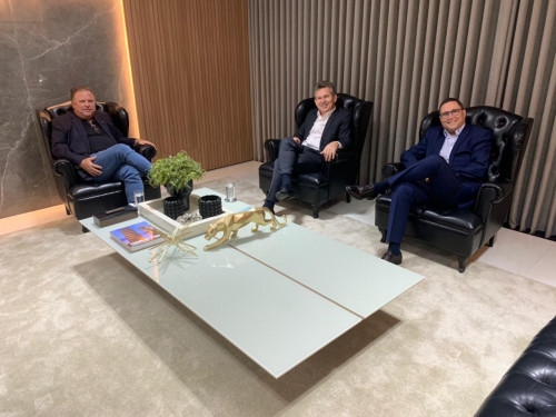 Blairo Maggi  recebido no Paiagus pelo governador Mauro Mendes e por Mauro Carvalho