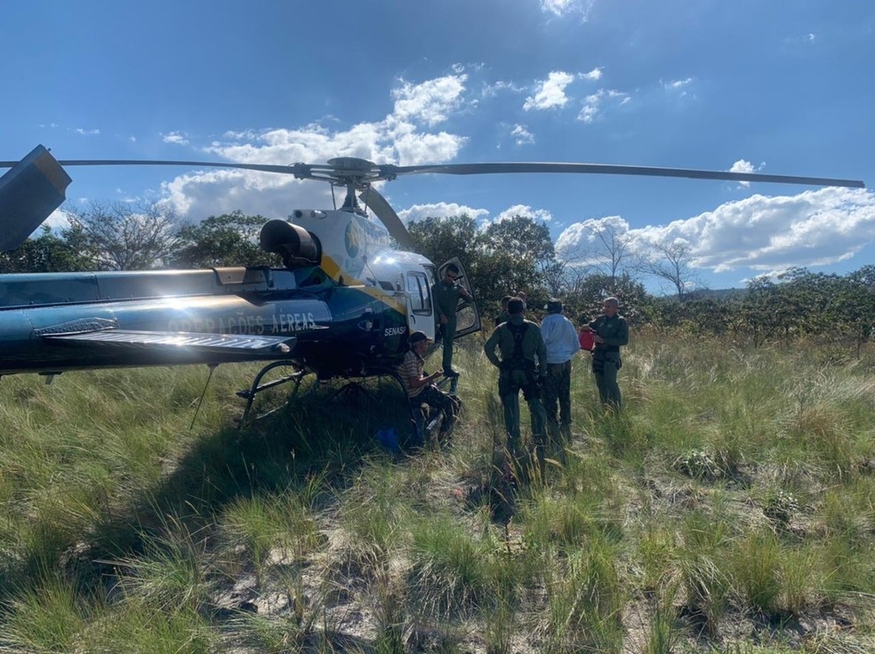 Idosos foram resgatados por helicptero do CIOPAer  Foto: Ciopaer-MT