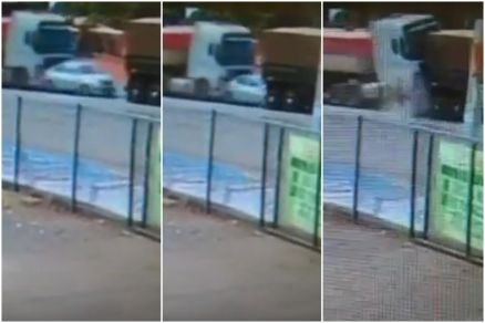 A sequncia do acidente, que destruiu o Nissan Versa e deixou ocupante bastante ferida