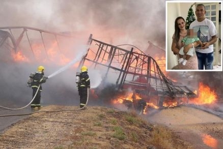 Casal e beb de 11 meses estavam em uma das carretas