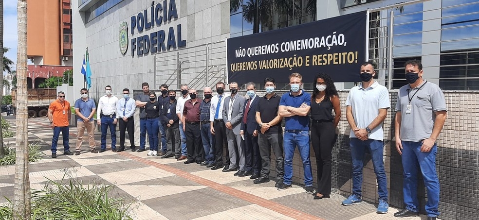 Policiais federais protestam em MT por estarem insatisfeitos com postura de governo federal com a PF  Foto: PF/MT