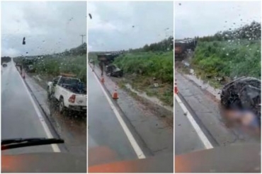 Coliso ocorreu no momento que o carro saia do acostamento