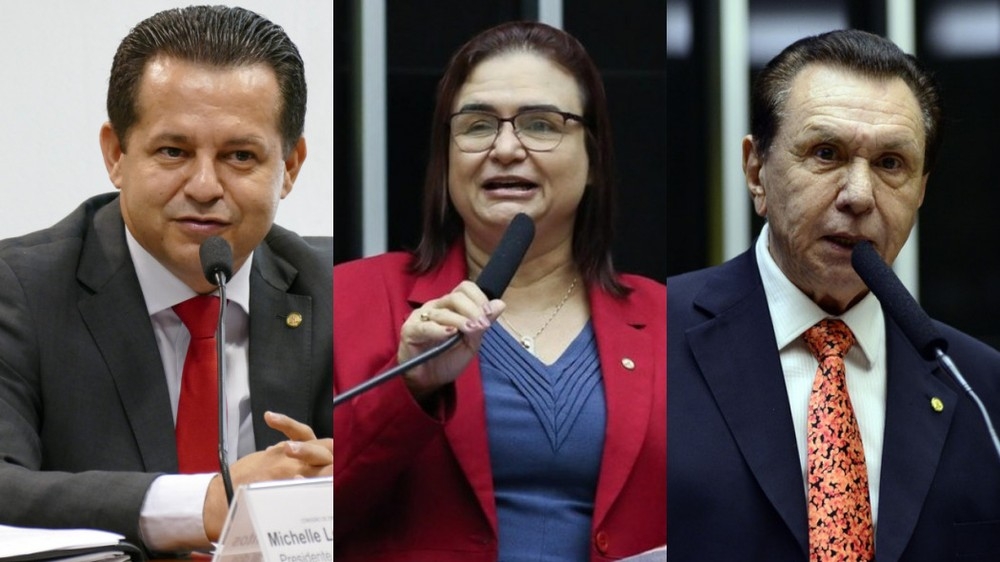 Na ordem, os deputados federais Valtenir Pereira (MDB), Prof Rosa Neide (PT) e Carlos Bezerra (MDB)  Foto: Montagem/g1