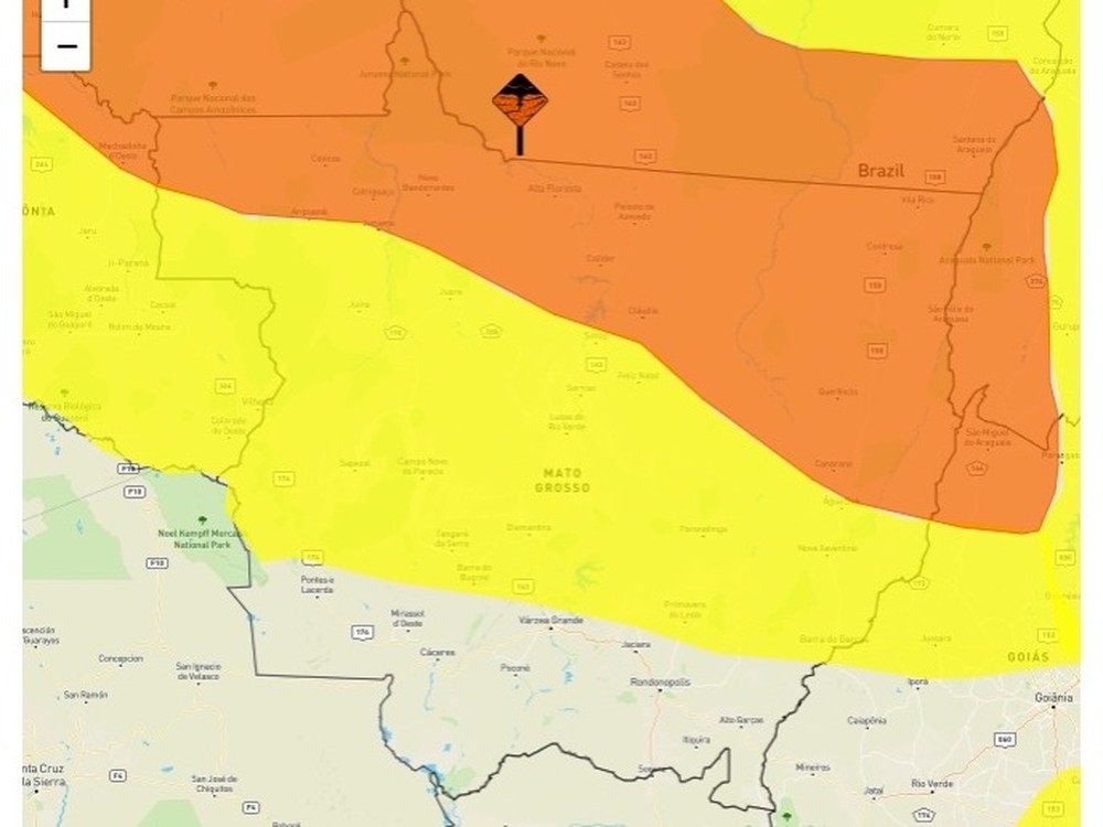 Norte e nordeste do estado esto em alerta laranja  Foto: INMET
