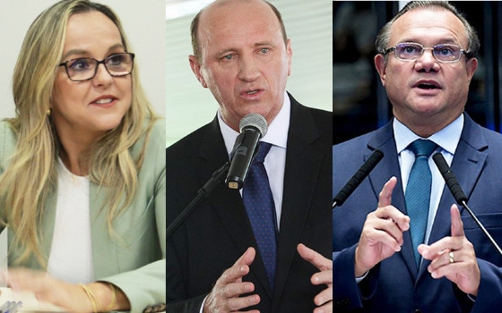 Natasha Slhessarenko, Neri Geller e Wellington Fagundes so pr-candidatos ao Senado, na base aliada do governador Mauro Mendes